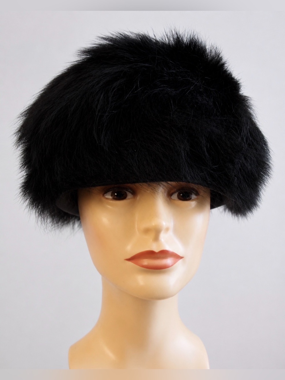 Vintage 1960s Original by Del Veta Black Fox Fur Runway Hat excellent condition